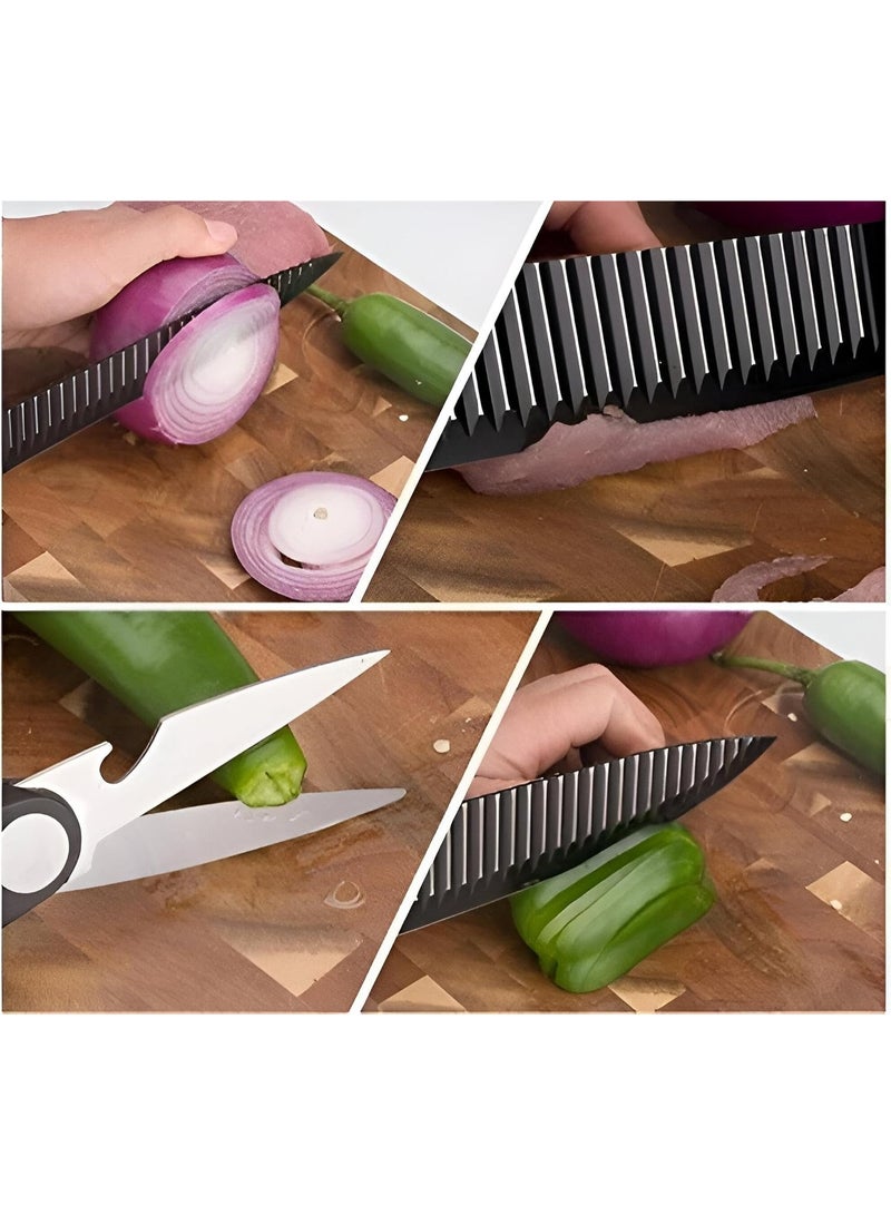 Chef Knife & Utility Knife Set – 6-Piece Stainless Steel Kitchen Knife Set with Peeler and Scissors - Image 5